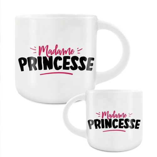 Grand Mug Céramique Blanc Madame Princesse mycrazystuff.com