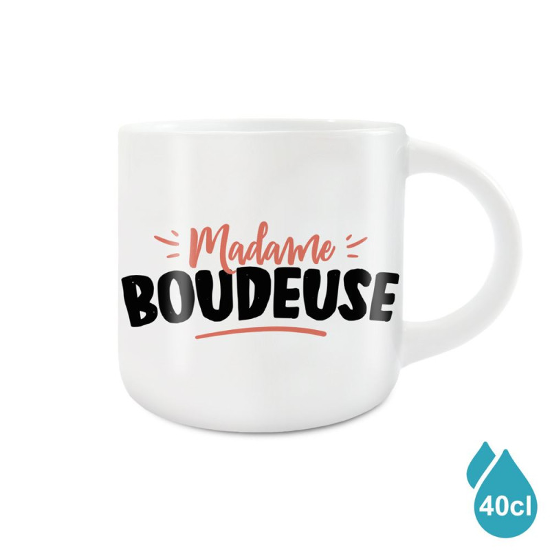 Grand Mug Céramique Blanc Madame Boudeuse mycrazystuff.com