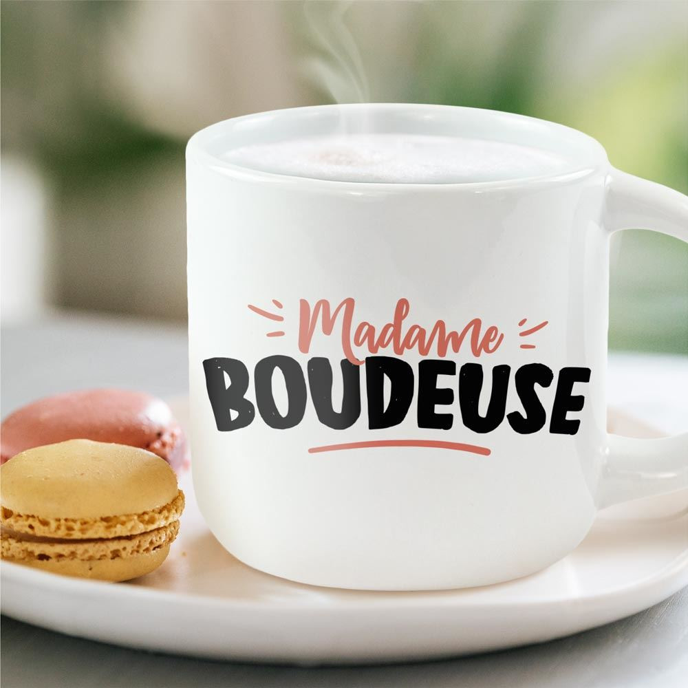 Grand Mug Céramique Blanc Madame Boudeuse mycrazystuff.com