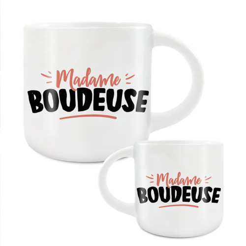Grand Mug Céramique Blanc Madame Boudeuse mycrazystuff.com