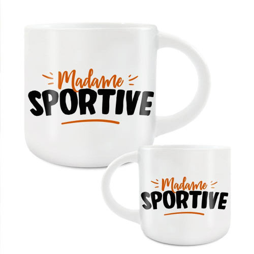 Grand Mug Céramique Blanc Madame Sportive mycrazystuff.com