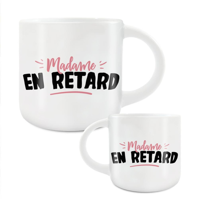 Grand Mug Céramique Blanc Madame En Retard mycrazystuff.com
