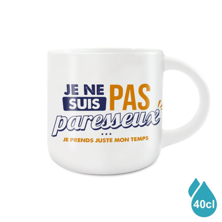 Grand Mug Céramique Blanc Je ne suis pas paresseux mycrazystuff.com