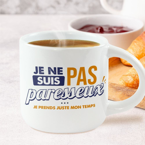 Grand Mug Céramique Blanc Je ne suis pas paresseux mycrazystuff.com