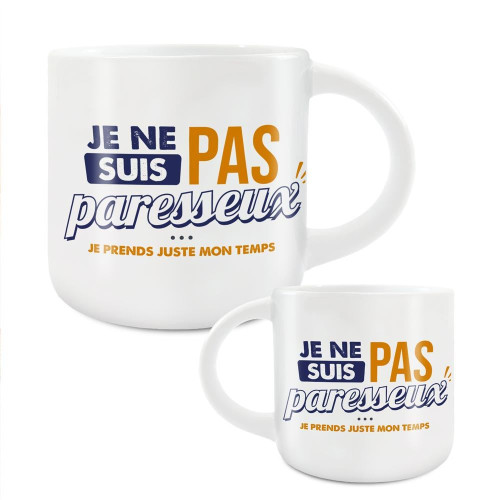 Grand Mug Céramique Blanc Je ne suis pas paresseux mycrazystuff.com
