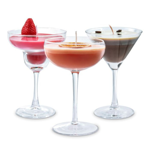 Lot 3 Bougies Verres Cocktails mycrazystuff.com