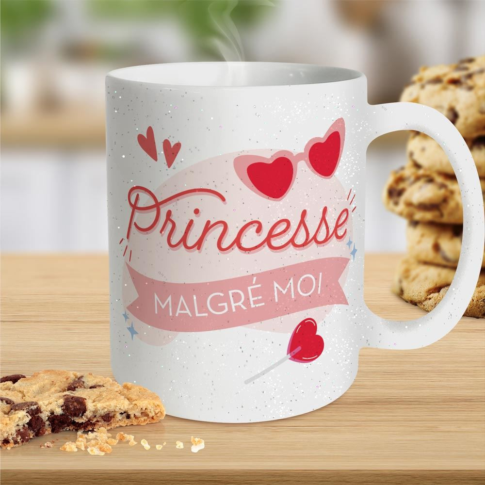 Mug Céramique à Paillettes "Princesse malgrés Moi" mycfrazystuff.com