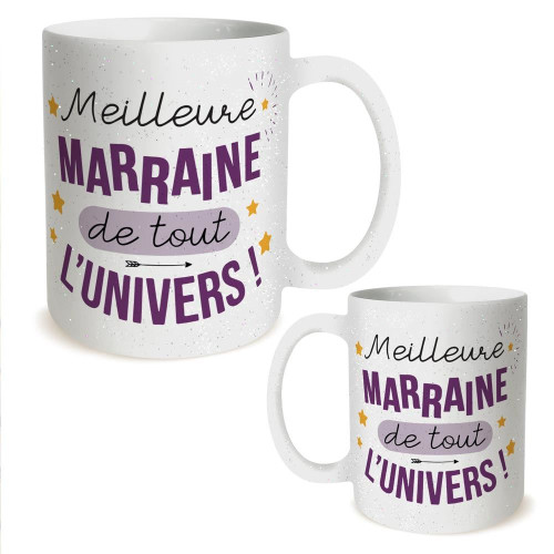 Mug Céramique à Paillettes "Meilleure Marraine de Tout L'univers"