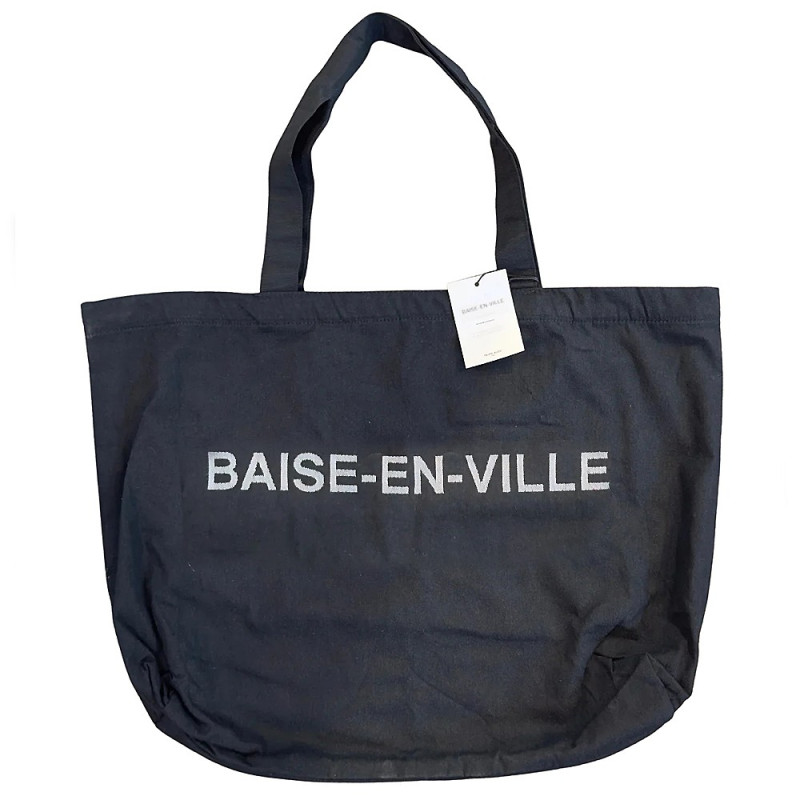 Grand Sac Cabas Noir "Baise-En-Ville" - Félicie Aussi