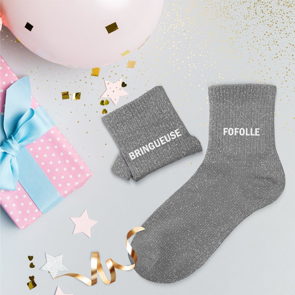 Chaussettes Bringueuse à paillettes – Cadeau fun et décalé - Mycrazystuff.com
