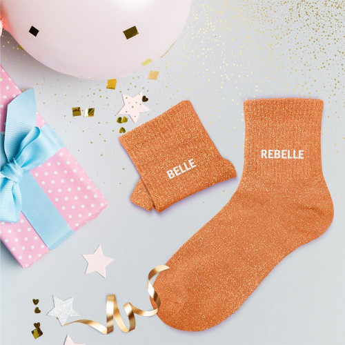 Chaussettes Belle et Rebelle à paillettes – Cadeau fun et affirmé - Mycrazystuff.com