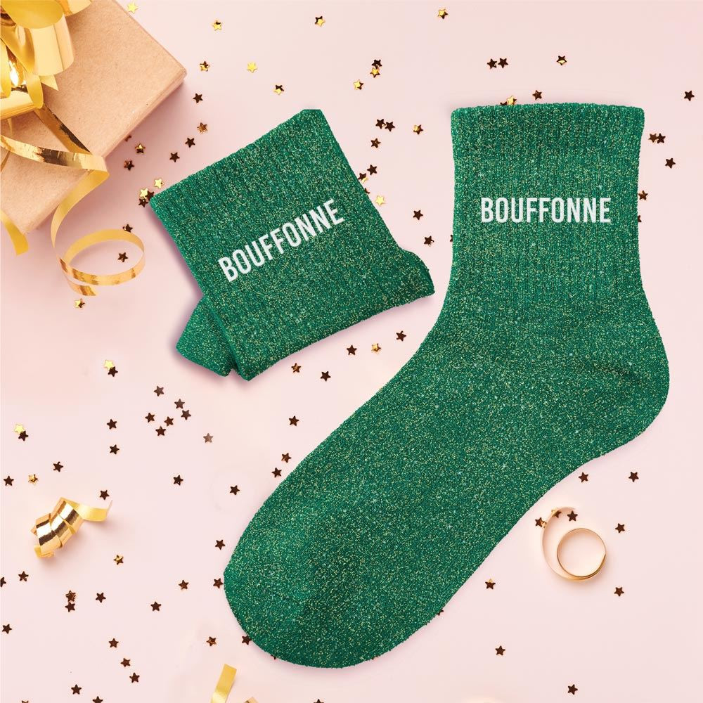 Chaussettes Bouffonne à paillettes – Cadeau fun et décalé - Mycrazystuff.com