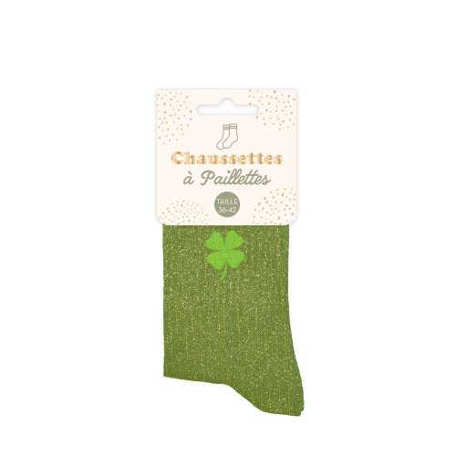 Chaussettes Trèfle à paillettes – Cadeau porte-bonheur - Mycrazystuff.com