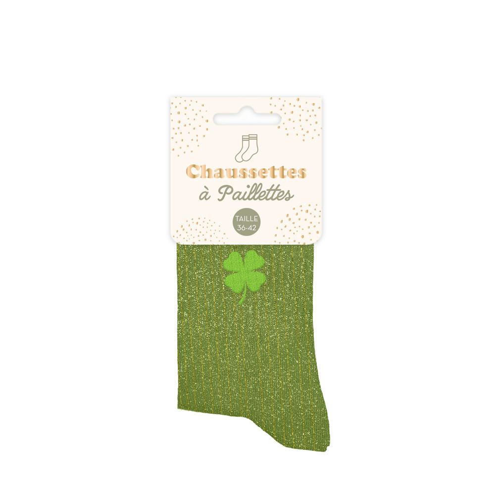Chaussettes Trèfle à paillettes – Cadeau porte-bonheur - Mycrazystuff.com