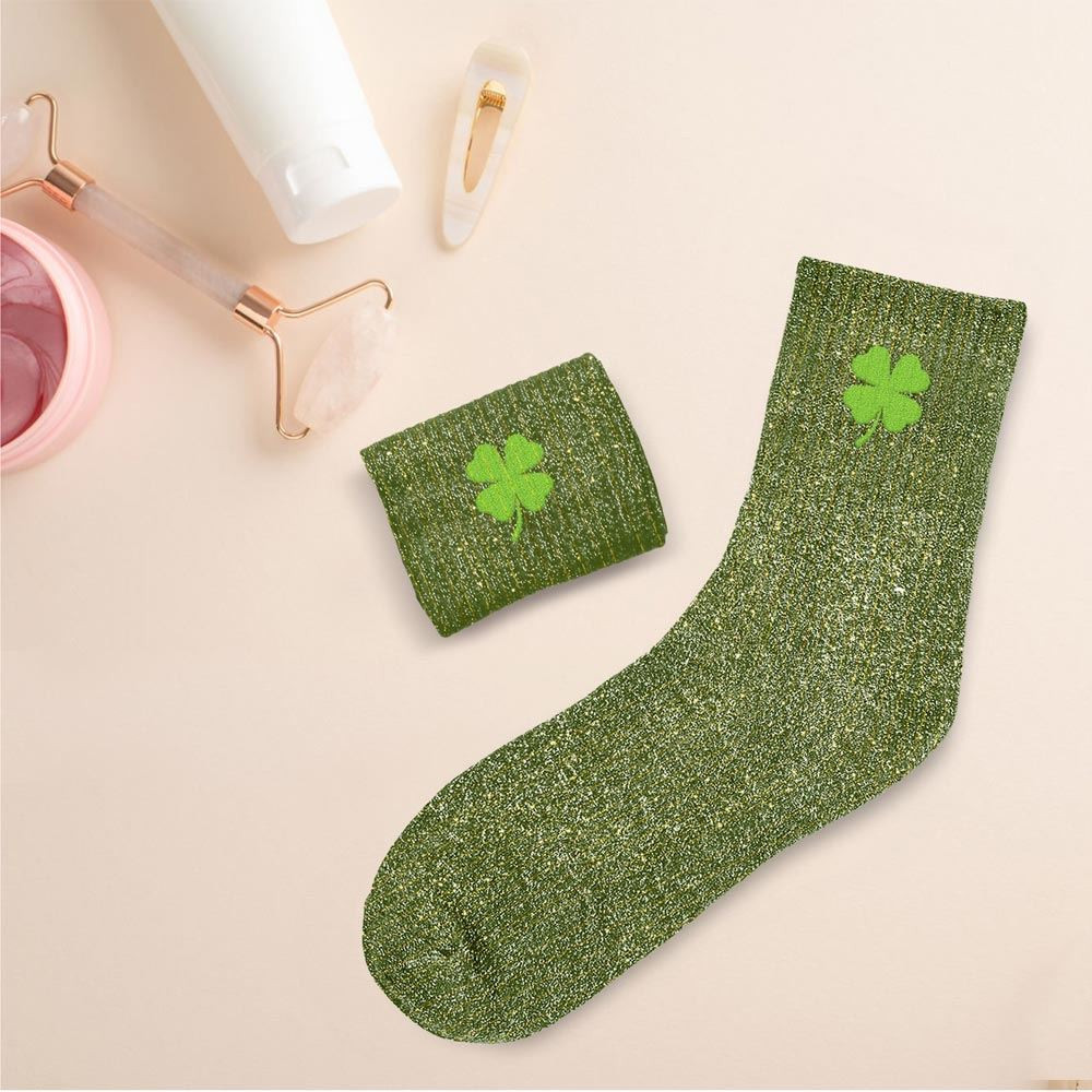 Chaussettes Trèfle à paillettes – Cadeau porte-bonheur - Mycrazystuff.com