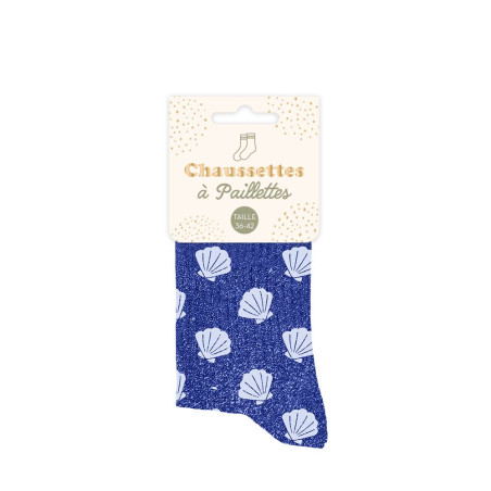 Chaussettes Coquillage à paillettes – Cadeau fun esprit été - Mycrazystuff.com