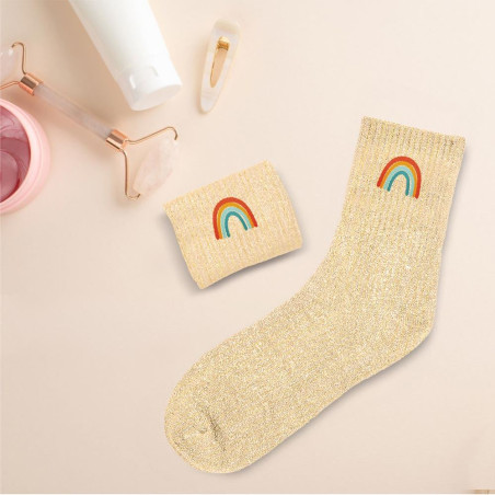 Chaussettes Arc-en-ciel à paillettes – Cadeau fun et coloré - Mycrazystuff.com