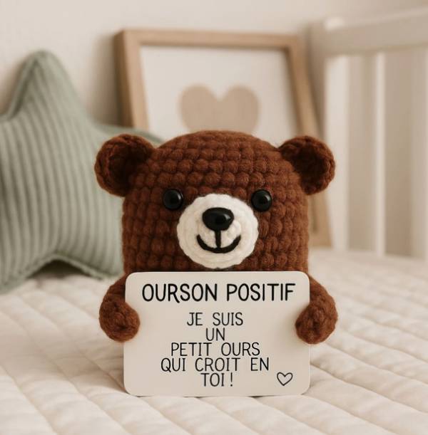 Ourson positif – Figurine réconfortante et motivante - Mycrazystuff.com