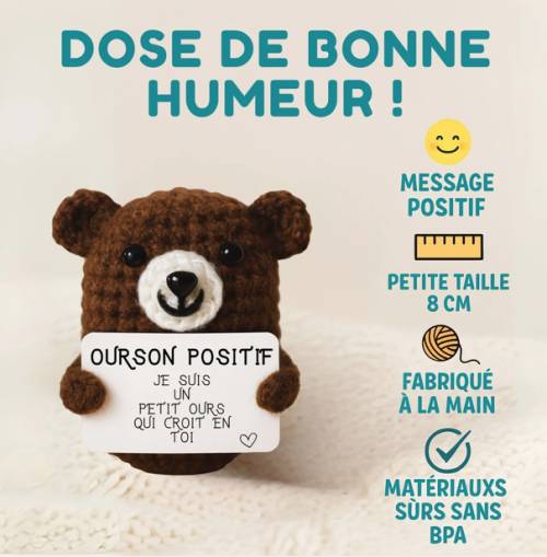 Ourson positif – Figurine réconfortante et motivante - Mycrazystuff.com