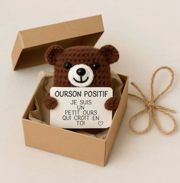 Ourson positif – Figurine réconfortante et motivante - Mycrazystuff.com