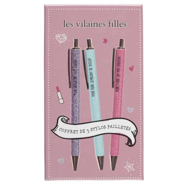Coffret de 3 stylos paillettes – Papeterie fun & brillante - Mycrazystuff.com