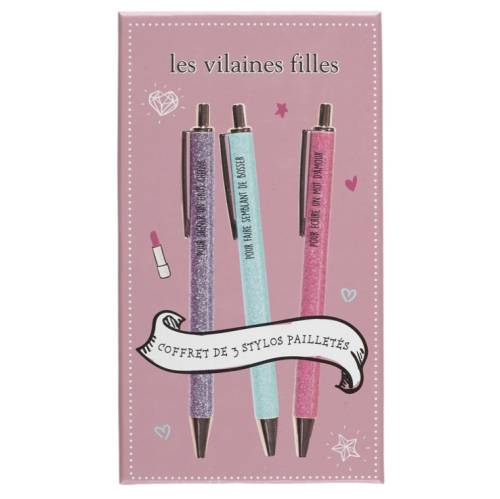 Coffret de 3 stylos paillettes – Papeterie fun & brillante - Mycrazystuff.com