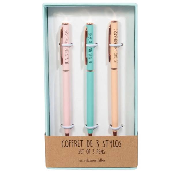 Coffret de 3 stylos – Papeterie fun & pratique - Mycrazystuff.com
