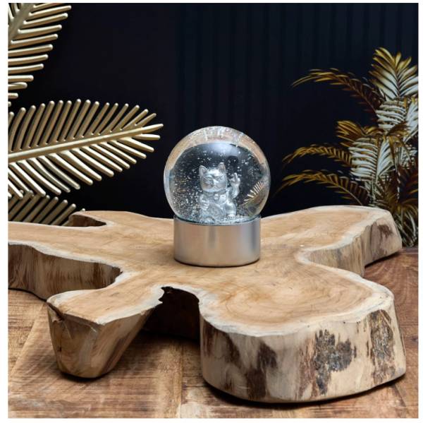 Boule à neige chat F*ck You argent – Déco insolente - Mycrazystuff.com