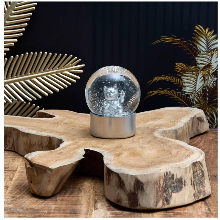 Boule à neige chat F*ck You argent – Déco insolente - Mycrazystuff.com