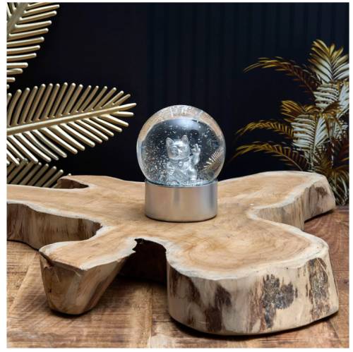 Boule à neige chat F*ck You argent – Déco insolente - Mycrazystuff.com