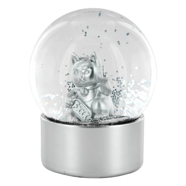 Boule à neige chat F*ck You argent – Déco insolente - Mycrazystuff.com