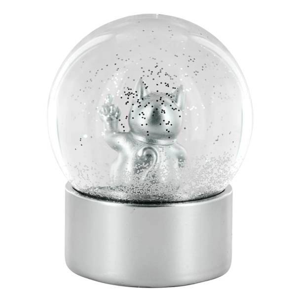 Boule à neige chat F*ck You argent – Déco insolente - Mycrazystuff.com