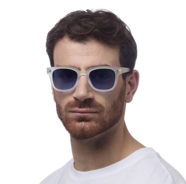 Lunettes de soleil Johnny Clear verres bleus roses Okkia UV400 rétro tendance