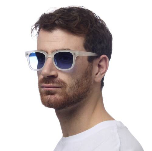 Lunettes de soleil Johnny Clear verres bleus roses Okkia UV400 rétro tendance