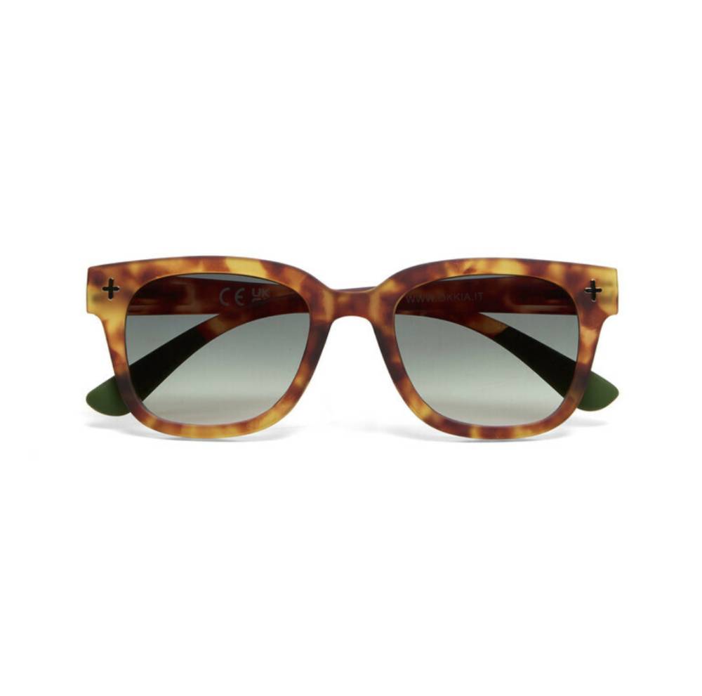 Lunettes de soleil Giovanni Sahara Havana verres verts Okkia UV400 rétro tendance