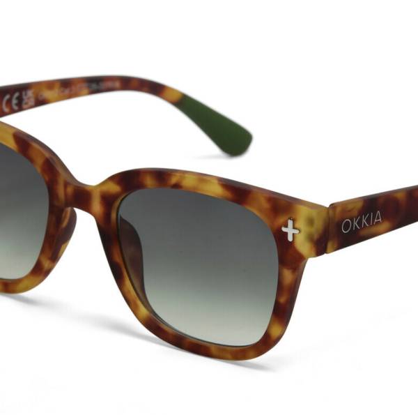 Lunettes de soleil Giovanni Sahara Havana verres verts Okkia UV400 rétro tendance