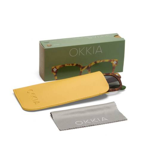 Lunettes de soleil Giovanni Sahara Havana verres verts Okkia UV400 rétro tendance