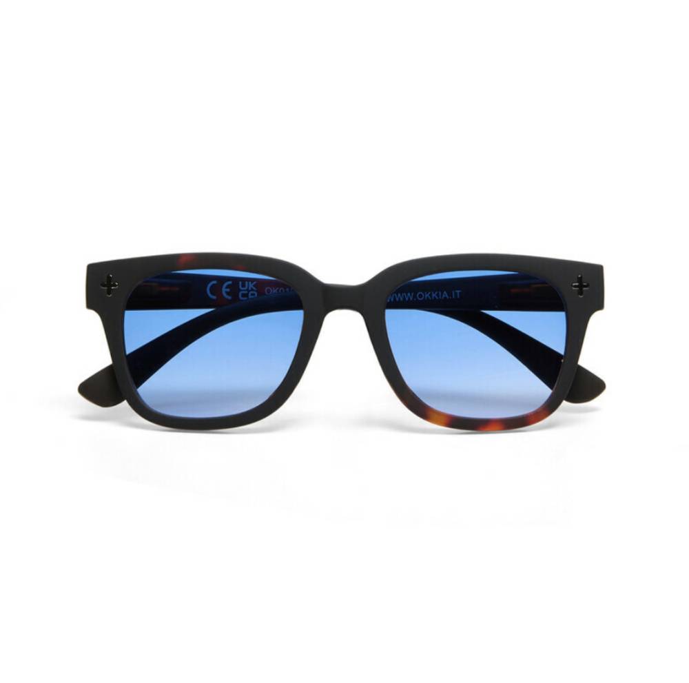 Lunettes de soleil Giovanni Havana Black verres bleus Okkia UV400 rétro tendance