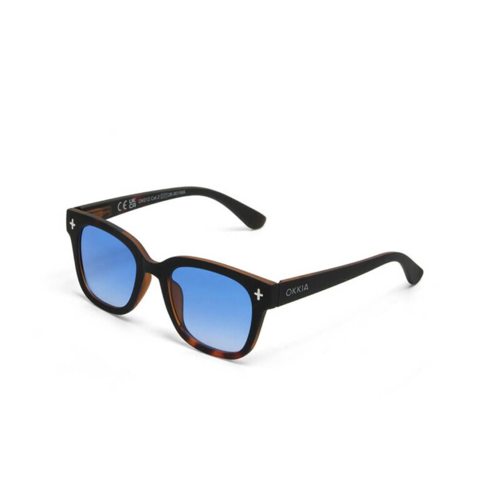 Lunettes de soleil Giovanni Havana Black verres bleus Okkia UV400 rétro tendance