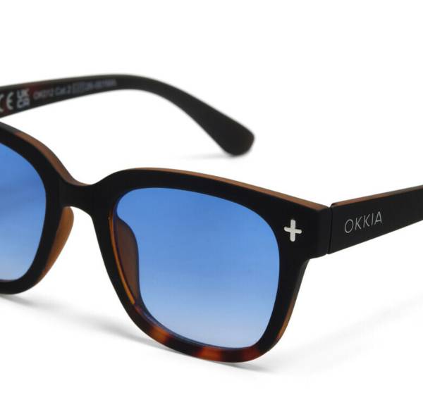 Lunettes de soleil Giovanni Havana Black verres bleus Okkia UV400 rétro tendance