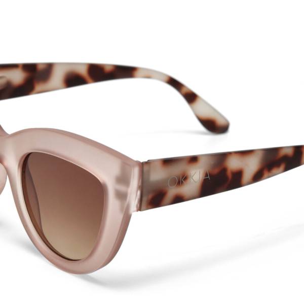 Lunettes de soleil Claudia Pink Havana Okkia UV400 Big Cat Eye rétro tendance