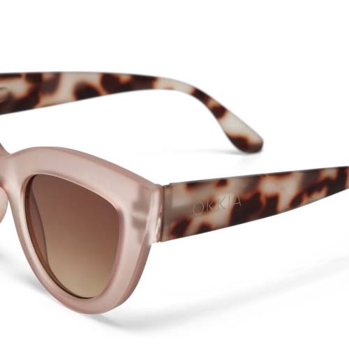 Lunettes de soleil Claudia Pink Havana Okkia UV400 Big Cat Eye rétro tendance