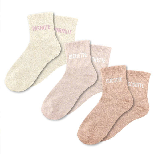 lot de 3 paires de chaussettes paillettes parfaite bichette cocotte mycrazystuff.com