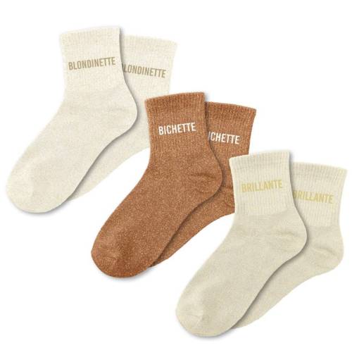 Lot 3 paires de chaussettes paillettes "blondinette, brillante, bichette"