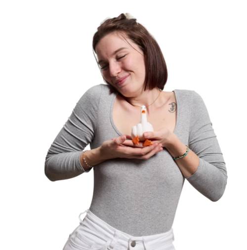 Squishy d’Oie d’Honneur – Oie Anti-Stress avec Doigt d’Honneur