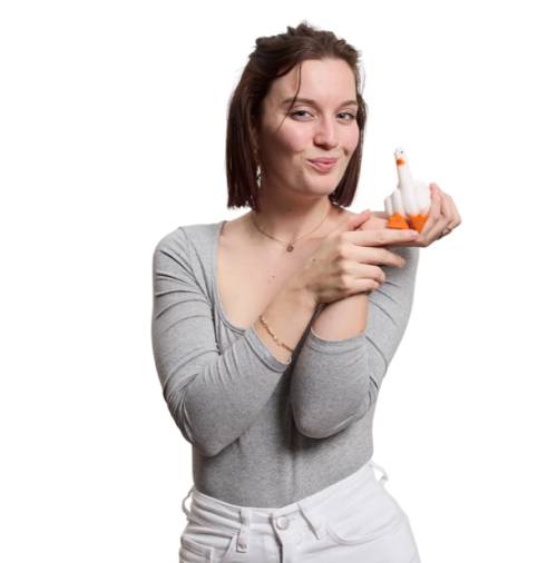 Squishy d’Oie d’Honneur – Oie Anti-Stress avec Doigt d’Honneur