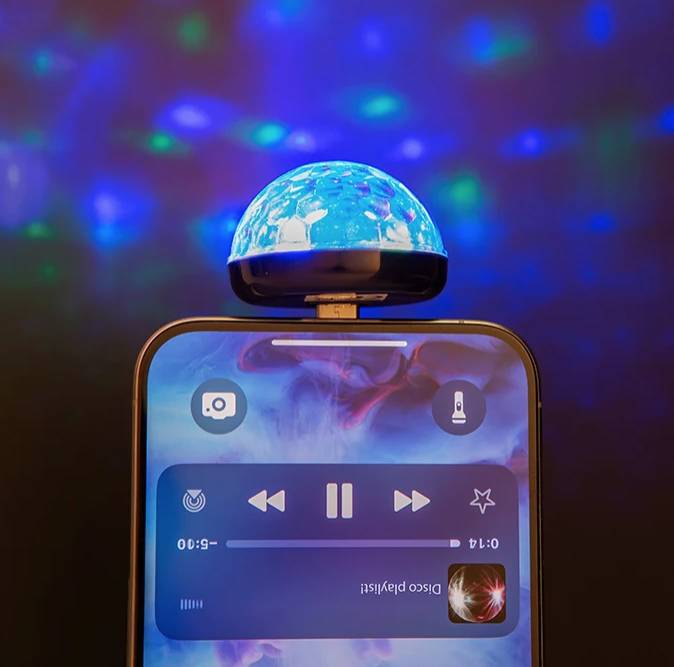 Mini boule disco pour téléphone USB-C – Lampe disco lumineuse
