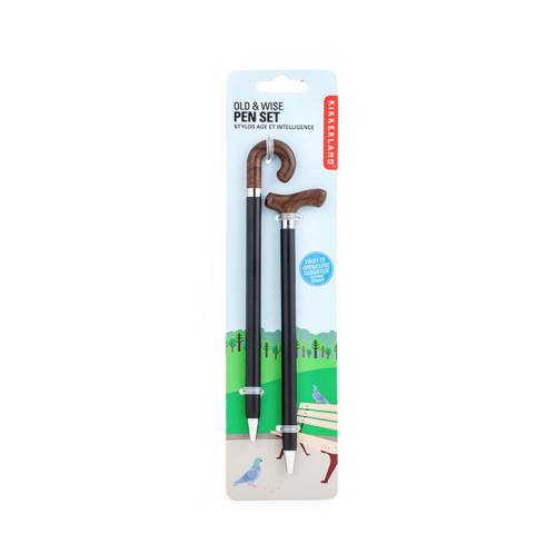 Lot de 2 stylos canne « Old & Wise » – Kikkerland