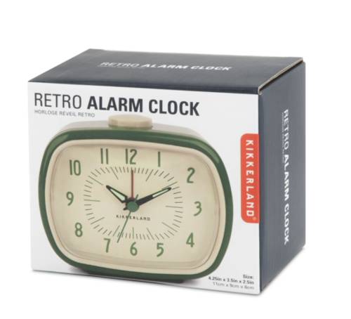 Réveil rétro vert – Horloge vintage de bureau Kikkerland