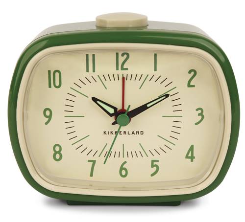 Réveil rétro vert – Horloge vintage de bureau Kikkerland